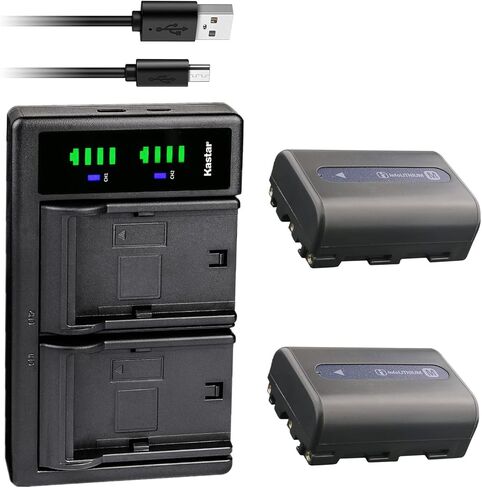 Kastar Battery (X2) & Dual USB Charger for NP-FM50 NP-FM30 NP-FM51 NP-QM50 NP-QM51 NP-FM55H and Sony CCD-FRV DCR-PC DCR-TRV DCR-DVD DSR-PDX GV HVL Series Camera Camcorder in Saudi Arabia