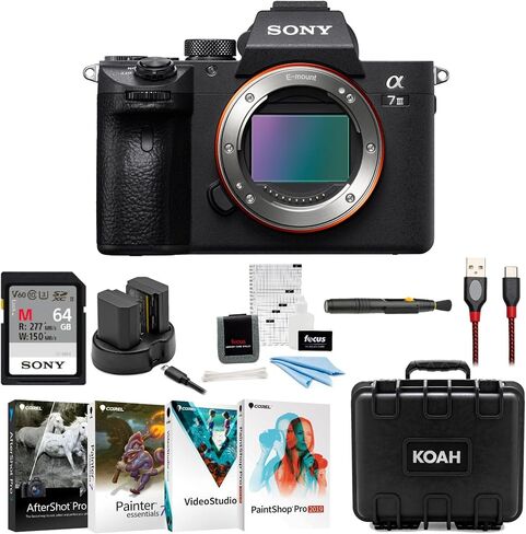 Sony a7 III Full Frame Mirrorless Interchangeable Lens Camera Essentials Kit Bundle (9 Items) in Saudi Arabia
