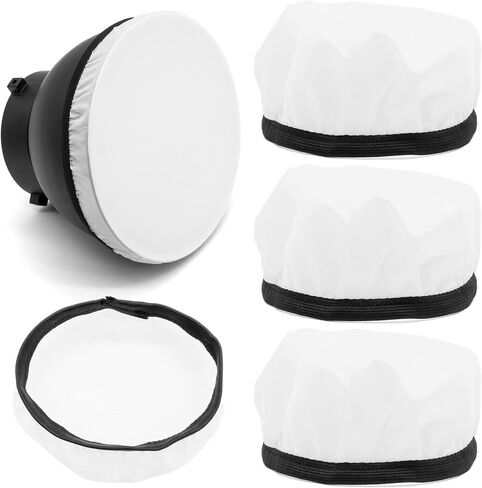 غطاء مصباح أبيض ناعم من Fotoconic Diffuser Sock لـ 7 بوصات / 18 سم، مثالي لمصباح الفيديو Strobe Flash LED [4-Pack] in Saudi Arabia