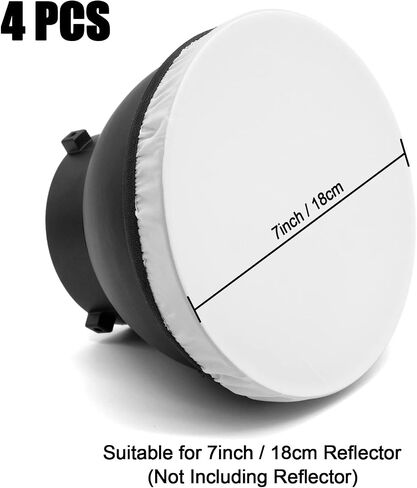 غطاء مصباح أبيض ناعم من Fotoconic Diffuser Sock لـ 7 بوصات / 18 سم، مثالي لمصباح الفيديو Strobe Flash LED [4-Pack] in Saudi Arabia