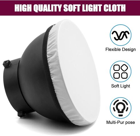 غطاء مصباح أبيض ناعم من Fotoconic Diffuser Sock لـ 7 بوصات / 18 سم، مثالي لمصباح الفيديو Strobe Flash LED [4-Pack] in Saudi Arabia