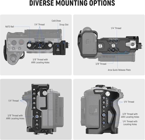 NEEWER FX3 FX30 Cage and XLR Handle Extension Kit with HDMI Cable Clamp, NATO Rail, 3/8" ARRI Locating Holes, 1/4" Thread, Compatible with Sony FX3 FX30 Original XLR Handle DJI RS2 RS3 Gimbal, CA024 in Saudi Arabia