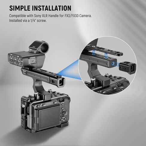 NEEWER FX3 FX30 Cage and XLR Handle Extension Kit with HDMI Cable Clamp, NATO Rail, 3/8" ARRI Locating Holes, 1/4" Thread, Compatible with Sony FX3 FX30 Original XLR Handle DJI RS2 RS3 Gimbal, CA024 in Saudi Arabia