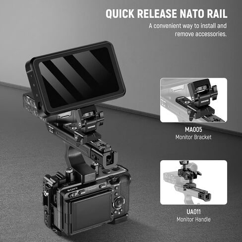 NEEWER FX3 FX30 Cage and XLR Handle Extension Kit with HDMI Cable Clamp, NATO Rail, 3/8" ARRI Locating Holes, 1/4" Thread, Compatible with Sony FX3 FX30 Original XLR Handle DJI RS2 RS3 Gimbal, CA024 in Saudi Arabia