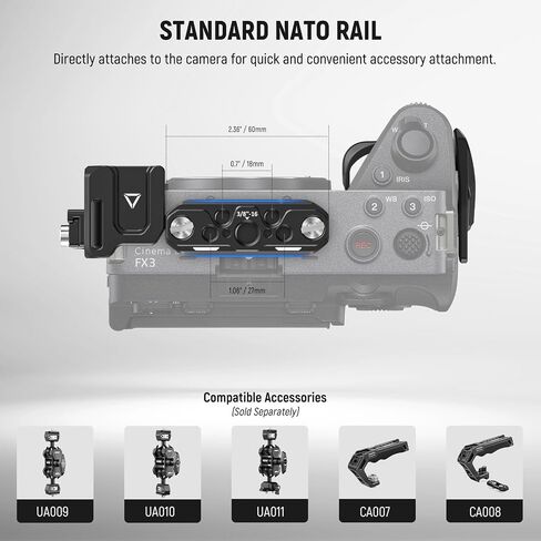 NEEWER FX3 FX30 Cage and XLR Handle Extension Kit with HDMI Cable Clamp, NATO Rail, 3/8" ARRI Locating Holes, 1/4" Thread, Compatible with Sony FX3 FX30 Original XLR Handle DJI RS2 RS3 Gimbal, CA024 in Saudi Arabia