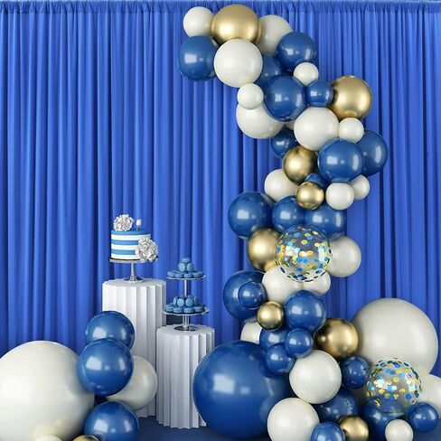 30 ft x 10 ft Wrinkle Free White Backdrop Curtain for Wedding Parties, Polyester Photo Backdrop Drapes for Baby Shower Birthday Party Backdrop Stand, Bulk Thick Background Curtains, 5x10FT 6 Panels in Saudi Arabia