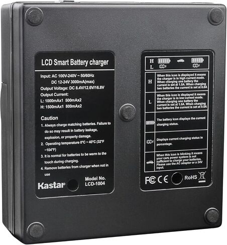 Kastar 2-Pack CGR-D54 Pro Battery and CH04 Fast Charger Compatible with Panasonic AG-AC8PJ AG-AC30 AG-AC90 AG-AC90P AG-AC90PJ AG-AC90PX AG-DVC7 AG-DVC7P AG-DVC15 AG-DVC15P AG-DVC30 AG-DVC30E Camera in Saudi Arabia
