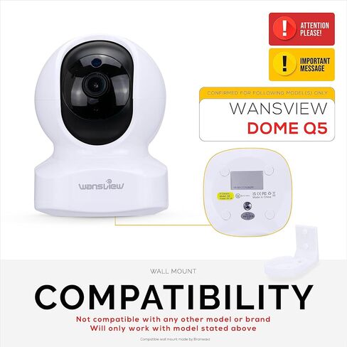 Wall Mount Holder for Wansview Dome Q5 Smart Security Camera, Custom Designed Bracket, Reduce Blind Spots & Clutter, Easy to Install, Adhesive & Screw in (White) in Kuwait
