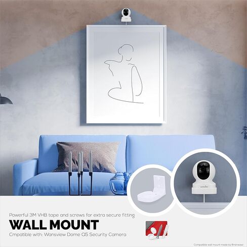 Wall Mount Holder for Wansview Dome Q5 Smart Security Camera, Custom Designed Bracket, Reduce Blind Spots & Clutter, Easy to Install, Adhesive & Screw in (White) in Kuwait