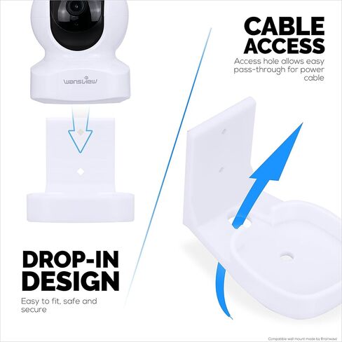Wall Mount Holder for Wansview Dome Q5 Smart Security Camera, Custom Designed Bracket, Reduce Blind Spots & Clutter, Easy to Install, Adhesive & Screw in (White) in Kuwait
