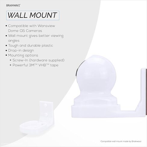 Wall Mount Holder for Wansview Dome Q5 Smart Security Camera, Custom Designed Bracket, Reduce Blind Spots & Clutter, Easy to Install, Adhesive & Screw in (White) in Kuwait