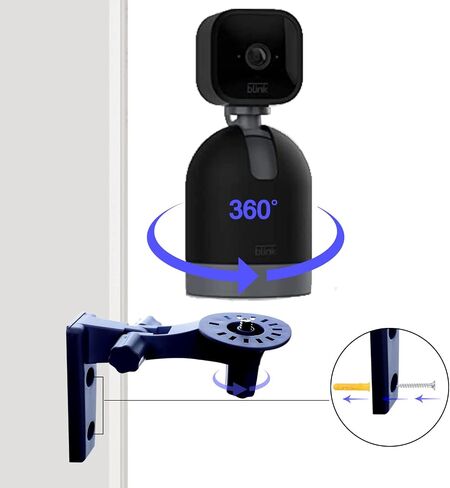 Adjustable Wall Mount Compatible with WYZE Cam Pan V3/V2 Blink Mini Pan-Tilt Camera, 180 Degree Angles Rotation for Camera Wall/Ceiling Indoor/Outdoor Mounting Bracket, Black in Saudi Arabia