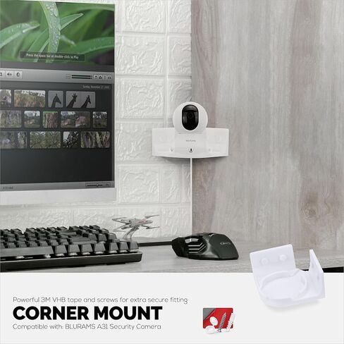 Corner Wall Mount for Blurams A31 2K Security Camera, Adhesive Security Camera Holder Bracket, Reduce Blind Spots & Clutter, Adhesive & Screw-in Mounting - Easy to Install (White) in Saudi Arabia