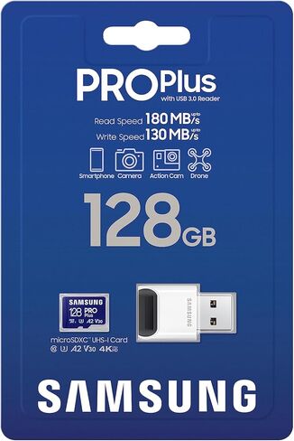 SAMSUNG PRO Plus microSD Memory Card + Adapter, 256GB MicroSDXC, Up to 180 MB/s, Full HD & 4K UHD, UHS-I, C10, U3, V30, A2 for Android Phones, Tablets, GoPRO, DJI Drone, MB-MD256SA/AM, 2023 in Saudi Arabia