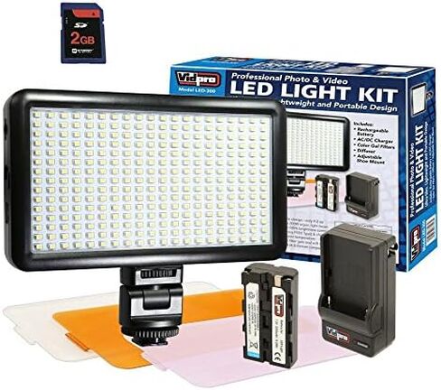 Canon EOS 550D Digital Camera Lighting Ultra-Slim LED-300 Vidpro Model LED-300 Professional Photo & Video Light Kit - with a Free Synergy Digital® 2GB SD Card in Saudi Arabia