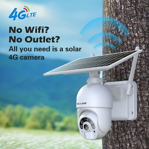 SOLIOM Solar Security Cameras Wireless Outdoor WiFi 2.4GHz [24/7 Record] with 20W Solar Panel, 20000mAh Battery,360°Pan Tilt, Spotlight Color Night Vision,2-Way Talk, Motion Detection,IP65 SL800-WIFI in Saudi Arabia