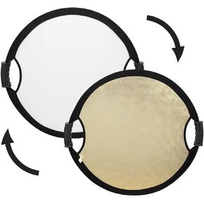 Circular Collapsible Reflector with Handles (22", Wave Gold/White) in Kuwait