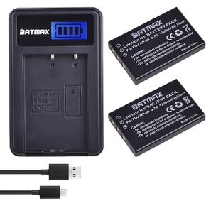 Batmax 2Pcs FNP-60 NP-60 Battery + LCD USB Charger for Fujifilm NP-60, Kodak KLIC-5000 SLB-1137 Li-20B Kodak EasyShare, One Series AZ-1, AZ-2 Camera; MX-890 11N09T MX-810 MX-880 MX-950 MX-980 Remote in Kuwait