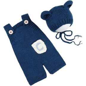 Newborn Photography Bear Outfits Baby Photoshoot Crochet Outfit Knitted Romper Boy Girl