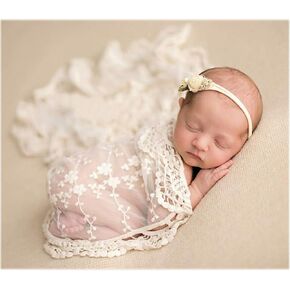 Newborn Photography Props Baby Photoshoot Wraps Girl Photo Posing Lace Layers (E Beige) in Saudi Arabia