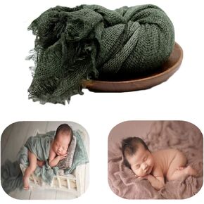 Luxury Baby Photography Props Blanket Newborn Photo Shoot Outfits Blanket Knitted Baby Photo Props Wrap Swaddle (Denim Blue) in Saudi Arabia