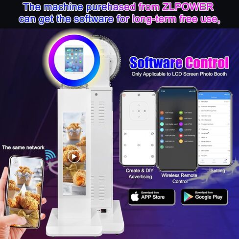 ZLPOWER كشك الصور المحمول شل حامل لجهاز IPad 10.2 بوصة شاشة LCD سيلفي آلة معدنية قابلة للتعديل حامل كشك الصور مع ضوء حلقة LED RGB وحالة الطيران للمناسبات الزفاف in Kuwait