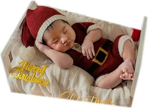 Christmas Newborn Baby Photo Shoot Props Outfits Crochet Clothes Santa Claus Red Hat Pants Photography Props in Saudi Arabia