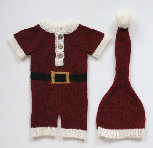 Christmas Newborn Baby Photo Shoot Props Outfits Crochet Clothes Santa Claus Red Hat Pants Photography Props in Saudi Arabia