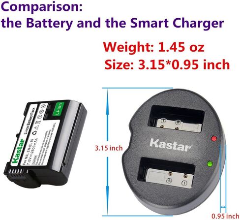 Kastar Dual USB Charger for Nik EN-EL15, Nik D850, D750, D7000, D7100, D7200, D7500, D800, D800E, D810, D600, D610, Nik 1 V1 DSLR Camera and Nik MB-D11, MB-D12, MB-D14, MB-D15, MB-D16 Grip in Saudi Arabia