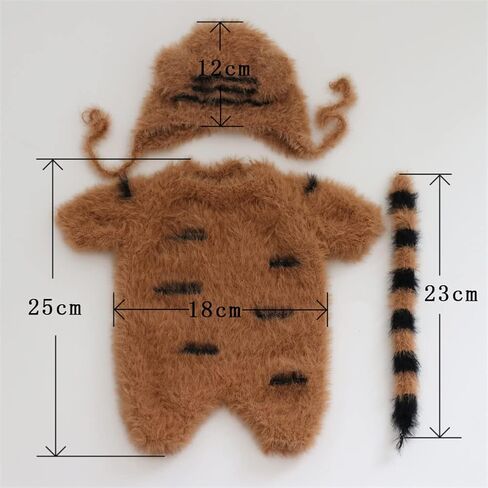 Coberllus Newborn Photography Props Boy Girl Tiger Hat and Footed Romper Baby Photo Props Newborn Photo Shoot Bodysuit Outfit in Saudi Arabia