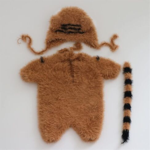 Coberllus Newborn Photography Props Boy Girl Tiger Hat and Footed Romper Baby Photo Props Newborn Photo Shoot Bodysuit Outfit in Saudi Arabia