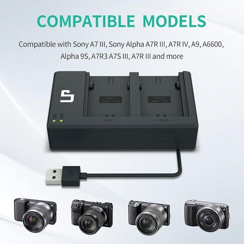 NP-FZ100 Battery Charger, LP Dual Charger for NP FZ100 with Built-in USB Cable , Compatible with Sony A9 A9R A9S A9II A7III A7RIII A7RIV A6600 Cameras, Battery Changer for Sony np-fz100 in Saudi Arabia