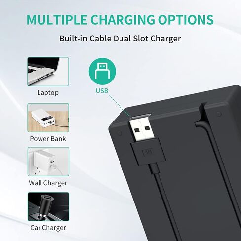 NP-FZ100 Battery Charger, LP Dual Charger for NP FZ100 with Built-in USB Cable , Compatible with Sony A9 A9R A9S A9II A7III A7RIII A7RIV A6600 Cameras, Battery Changer for Sony np-fz100 in Saudi Arabia