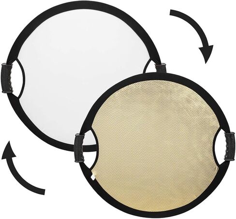 Circular Collapsible Reflector with Handles (22", Wave Gold/White) in Kuwait