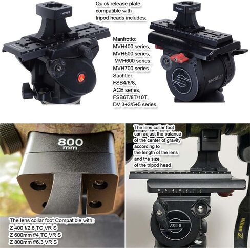 iShoot Lens Collar Foot Stand Tripod Mount Ring Base Compatible with Nikon Z 400mm f/2.8 TC VR S, Z 600mm f/4 TC VR S, Z 800mm f/6.3 VR S, Support Bracket Compatible with Manfrotto Sachtler Fluid Head in Saudi Arabia