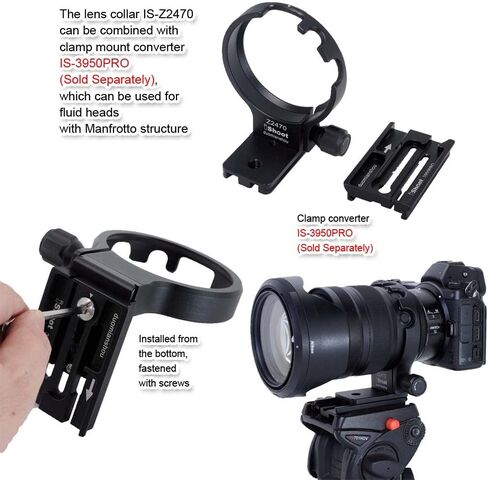 iShoot CNC Metal Tripod Mount Ring Lens Collar Compatible with Nikon Nikkor Z 24-70mm f/2.8 S, Lens Support Holder Bracket Bottom is Arca-Swiss Fit Quick Release Plate Dovetail Groove in Saudi Arabia