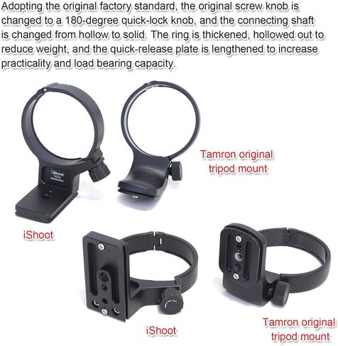iShoot Tripod Mount Ring, Lens Collar Support Compatible with Tamron 70-210mm f/4 Di VC USD A034, Built-in Arca Fit Quick Release Plate for Arca-Swiss Tripod Head Clamp in Saudi Arabia