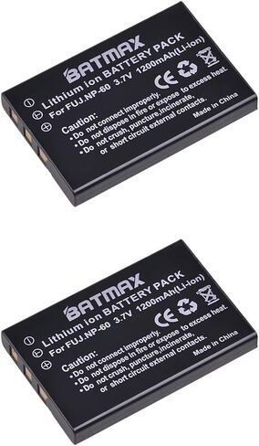 Batmax 2Pcs FNP-60 NP-60 Battery + LCD USB Charger for Fujifilm NP-60, Kodak KLIC-5000 SLB-1137 Li-20B Kodak EasyShare, One Series AZ-1, AZ-2 Camera; MX-890 11N09T MX-810 MX-880 MX-950 MX-980 Remote in Kuwait
