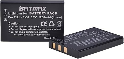 Batmax 2Pcs FNP-60 NP-60 Battery + LCD USB Charger for Fujifilm NP-60, Kodak KLIC-5000 SLB-1137 Li-20B Kodak EasyShare, One Series AZ-1, AZ-2 Camera; MX-890 11N09T MX-810 MX-880 MX-950 MX-980 Remote in Kuwait