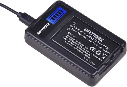 Batmax 2Pcs FNP-60 NP-60 Battery + LCD USB Charger for Fujifilm NP-60, Kodak KLIC-5000 SLB-1137 Li-20B Kodak EasyShare, One Series AZ-1, AZ-2 Camera; MX-890 11N09T MX-810 MX-880 MX-950 MX-980 Remote in Kuwait