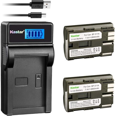 Kastar Battery X2 & LCD USB Charger for BP-511 BP-511A and PowerShot Pro 90 PowerShot Pro 90 is PV130 ZR10 ZR20 ZR25 ZR25MC ZR30 ZR30MC ZR40 ZR45MC ZR50MC ZR60 ZR65MC ZR70MC ZR80 ZR85 ZR90 in Saudi Arabia
