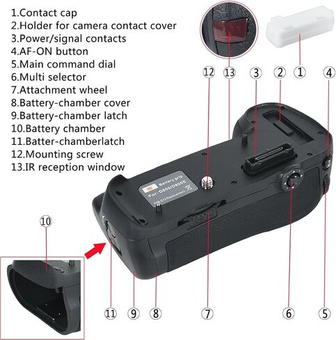 DSTE Replacement for Pro IR Remote MB-D12 Vertical Battery Grip + 2X EN-EL15 Compatible Nikon D800 D810 D800E D800S D810A SLR Digital Camera in Saudi Arabia