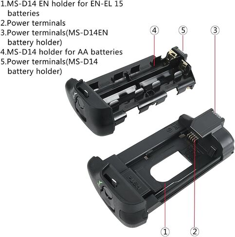 مقبض بطارية عمودي DSTE Pro MB-D14 + 2X EN-EL15 متوافق مع كاميرا Nikon D610 D600 SLR الرقمية in Saudi Arabia