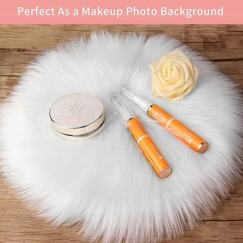 12’’ Small Faux Fur Sheepskin Cushion Soft Plush Area Rug, White Photo Background for Small Product Desktop Photography, Jewelry, Watches, Cosmetics, Ornament, Nail Art, Display and Decor (Square) in Kuwait