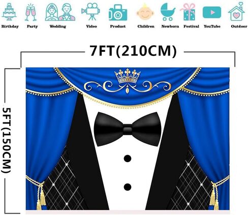 Black Tuxedo Backdrop for Father's Day Decorations Crown Gentleman Photography Background MEETSIOY Blue Curtain Photo Backdrop Gentleman Birthday Party Supplies 5x3ft BJZSMT102 in Saudi Arabia