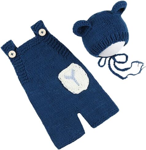 Newborn Photography Bear Outfits Baby Photoshoot Crochet Outfit Knitted Romper Boy Girl in Saudi Arabia