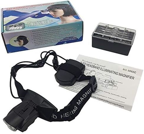 أدوات 9892C مصباح إضاءة LED مزدوج ورشة عمل رئيس التفتيش يرتدي المكبر أدوات إصلاح جوهرة القراءة النظارات المكبرة in Kuwait