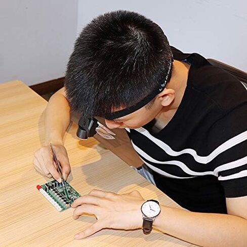 أدوات 9892C مصباح إضاءة LED مزدوج ورشة عمل رئيس التفتيش يرتدي المكبر أدوات إصلاح جوهرة القراءة النظارات المكبرة in Kuwait