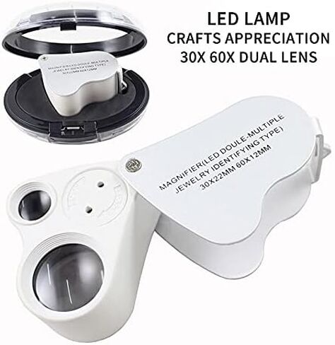 GUOSHUCHE Mini LED Magnifying Glass Magnifying Glass Handheld Magnifier for Jewelry Newspaper Book Reading High Definition Eye Loupe Glass Portable 30X 60X Clip Tool (Color : White) in Saudi Arabia