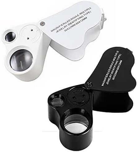 GUOSHUCHE Mini LED Magnifying Glass Magnifying Glass Handheld Magnifier for Jewelry Newspaper Book Reading High Definition Eye Loupe Glass Portable 30X 60X Clip Tool (Color : White) in Saudi Arabia